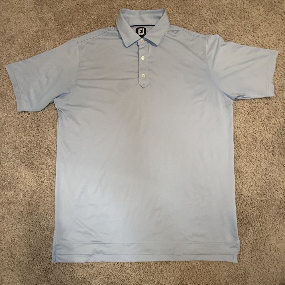 Footjoy Polo Shirt Men Large Blue Short Sleeve Golf Performance Wicking Stretch